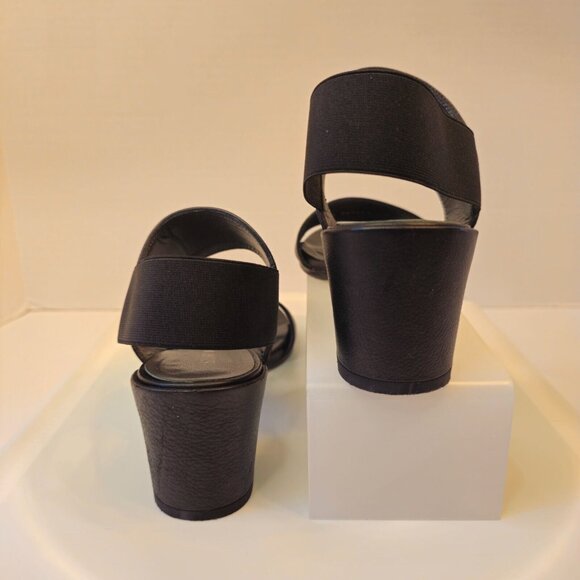 Stuart Weitzman Accesschorus Heeled Sandals Strap Stretc Black Size 6B/36 - Picture 4 of 12